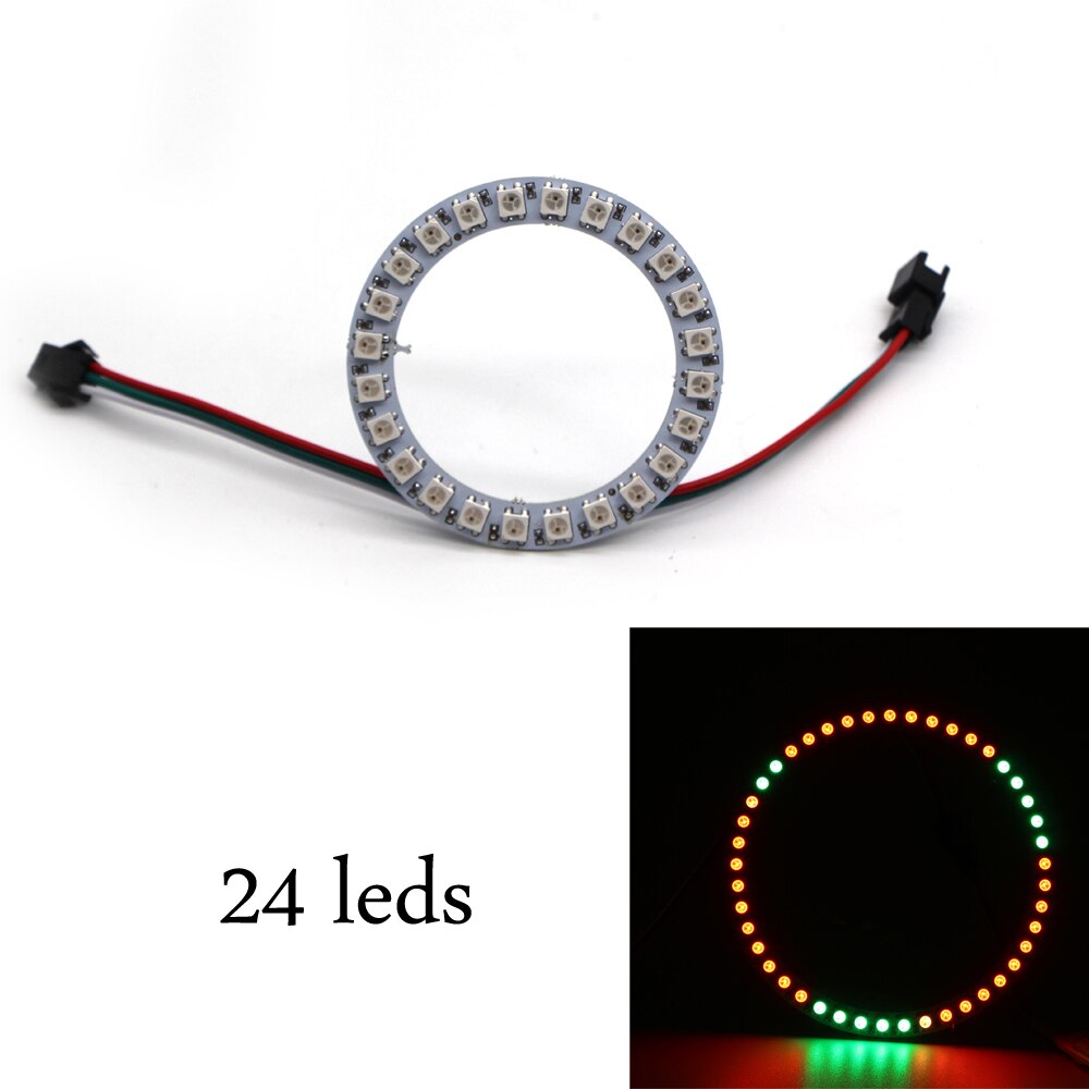1pcs WS2812B LED Ring 8/16/24/35/45 Bit LEDS SK6812 ws2812b WS2812 5050 RGB Addressable Pixel LED Module Strip Light DC 5V: 24 leds ring