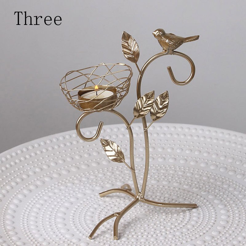 Nordic wrought iron golden bird aroma candle holder decoration romantic table tabletop decoration small furnishings 1PCS: Three 1pcs