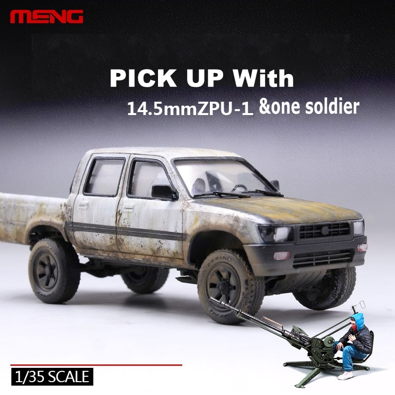 1:35 Schaal Assemblage Auto Model 4X4 Pick Up W/ZPU-1 Plastic Model Building Kit Meng ZPU-1