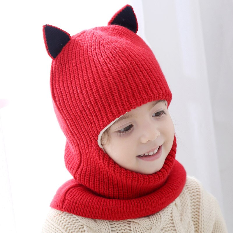 Bébé hiver chapeau pompon enfants tricoté chapeaux bébé filles garçons chapeau avec doublure en polaire chaude chapeaux pour enfants filles chapeaux d'hiver: style B-red