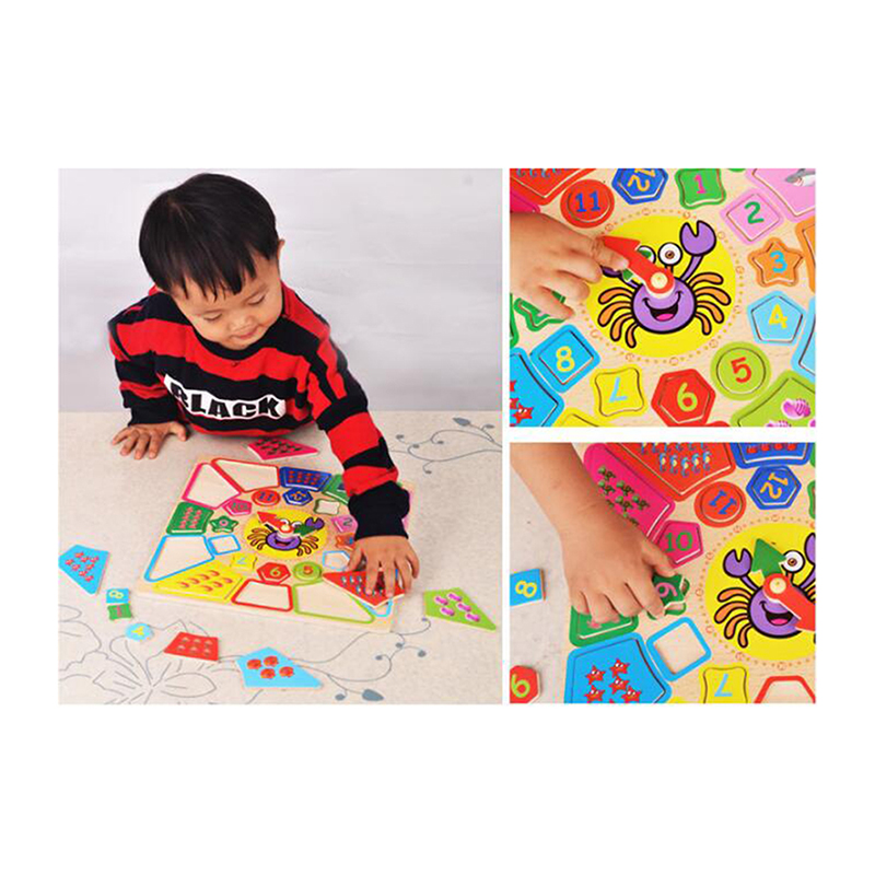 Multi-functional Wooden Early Education Cognitive Clocks For Children Disassembling Alarm Clocks Geometry Party Jigsaw Puzzle
