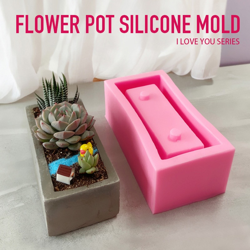 Ik hou van jou vormige oppervlak kaarshouder mal cactus bloempot vaas mal diy siliconen beton cement mal