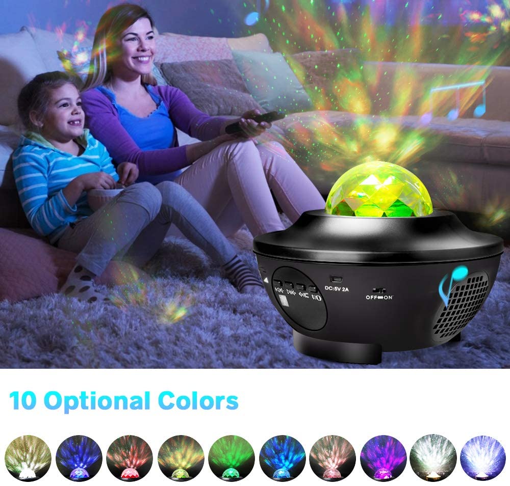 Musik-Spieler mit Bluetooth LED Galaxis Projektor Ozean Welle LED Nacht Licht Fernbedienung Sterne Nacht Rotierenden Licht Luminaria Für Kind