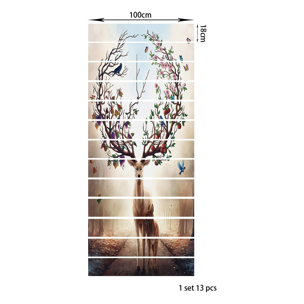 13 pz/impostato natale alce scala adesivo decorazione soggiorno Pvc autoadesivo casa impermeabile adesivo da parete adesivo passo