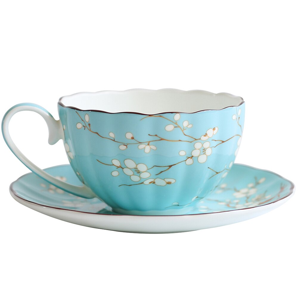 Grado Superior hueso taza de café de China conjunto británico a la hora del té por la tarde de porcelana tazas de té y platillos postre placa plana de de té: 1 piece set