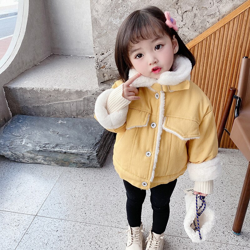 Toddler Girl Winter Clothes Baby Coat Girls Clothes Boys Winter Jacket Thick Plush Kids Clothes Children Jacket: yellow / 3T