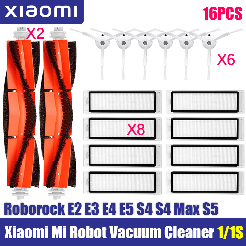 For Xiaomi Mi Robot 1/ 1S SDJQR01RR SDJQR02RR SDJQR03RR E3, S4, S4 Max, S5 Vacuum Cleaner Main Side Brush Filters Mop Parts: Blue