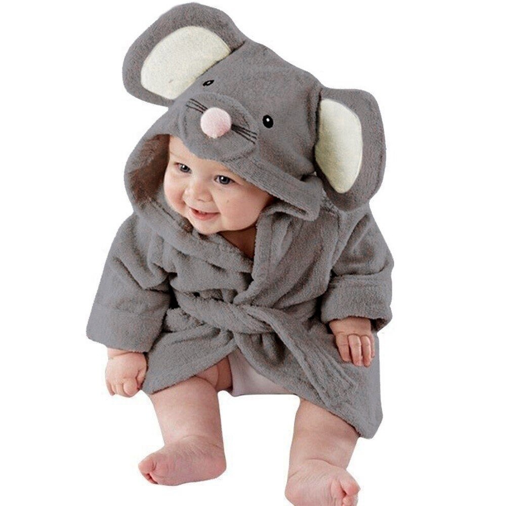 Nachtkleding Baby Jongens Meisjes Kids Badjas Cartoon Dieren Hooded Handdoek Pyjama Kleding Піжама Жіноча Voor Slaap Пижама Kleding: Grijs / 4-5 Y