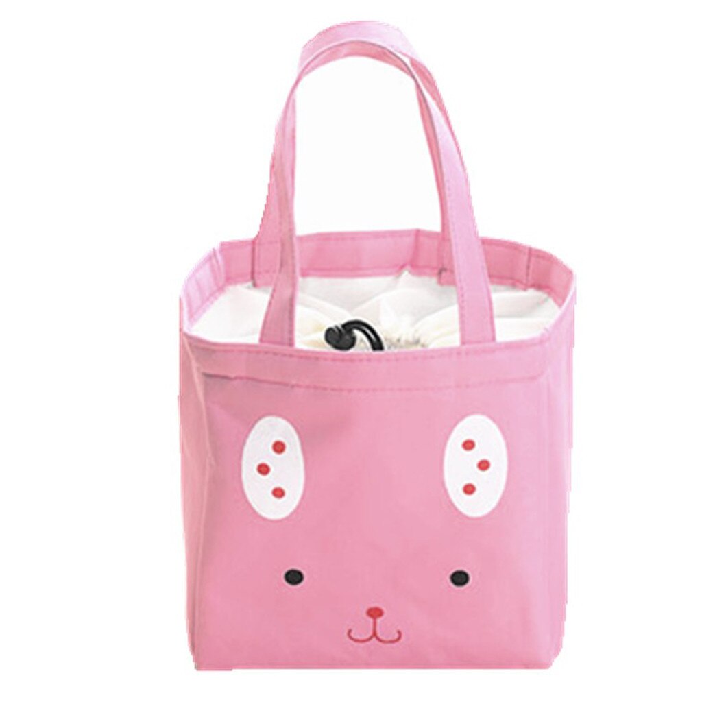 Lunch Box Cute Animal Thermal Insulated Tote Cooler Bag Bento Pouch Lunch Container life Storage sac isotherme repas: Pink