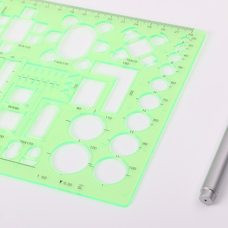 Plastic Circles Square Geometric Template Ruler Stencil Measure Tool Students