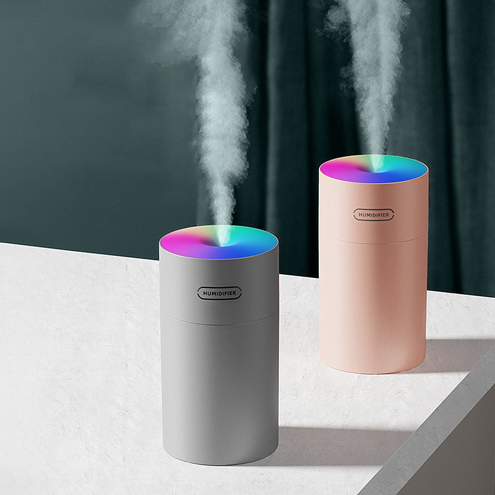 4# tragbare, zylindrische, geräuschlose Mini-luftbefeuchter mit bunten lichtern, ultraschall-Aroma-diffusor für ätherische öle