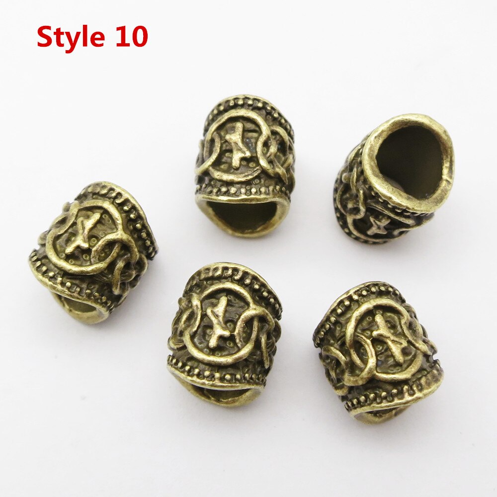 24Pcs/5Pcs Brons Viking Rune Haar Vlecht Dread Dreadlock Baard Kralen Ringen Buizen Voor Mannen Vrouwen Haar accessoires: 5pcs Style 10