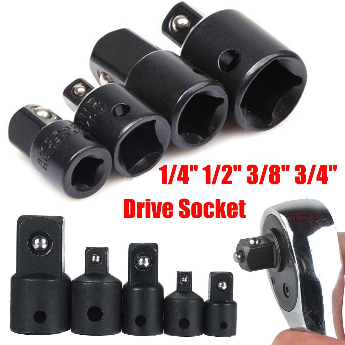 4/5pcs 1/4 3/8 1/2 3/4 Impact Wrench Socket Adapter Converter Reducer Air Impact Craftsman Socket Wrench Adapter Hand Tools Set