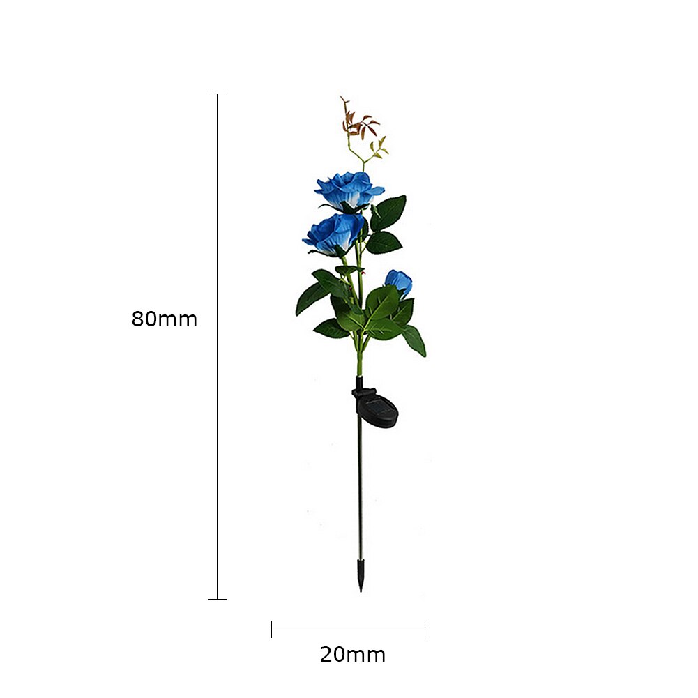 3 LED Solar Simulation Rose Flower Light IP65 Waterproof Garden Landscape Lamp Solar Bollard Light Led Solar Stick Lights: Blue