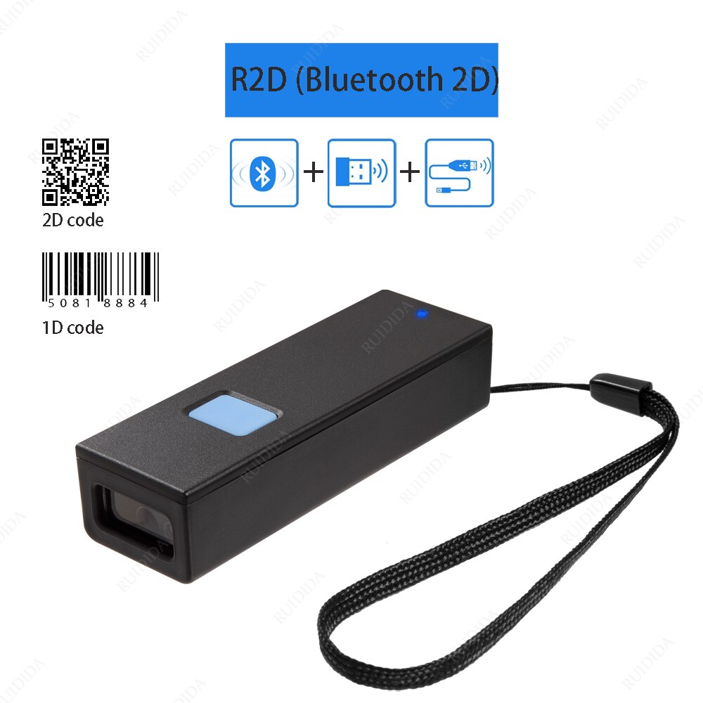 1D Ccd Draadloze 2.4G Bluetooth Mini Barcode Scanner Pocket Draagbare Reader 1D 2D Qr Code PDF417 Android Ipad Iphone: R2D Bluetooth 2D