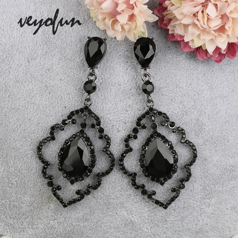 Veyofun Hollow Vintage Rhinestone Crystal Earrings Party Dangle Earrings Jewelry for Women