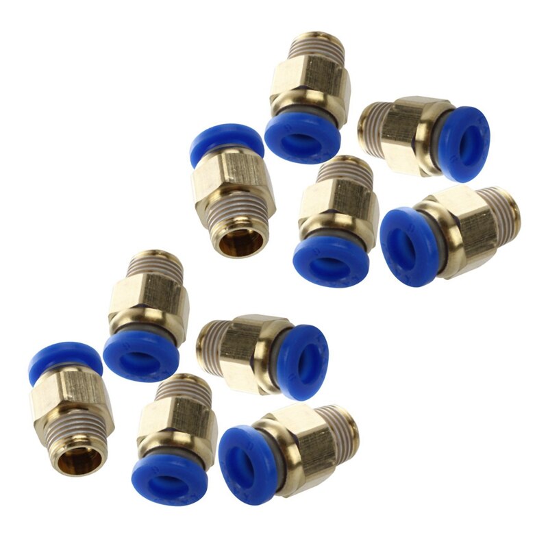 10 Pcs 1/8" PT Male Thread 6mm Push in Joint Pneumatic Connector Quick Fittings: Default Title