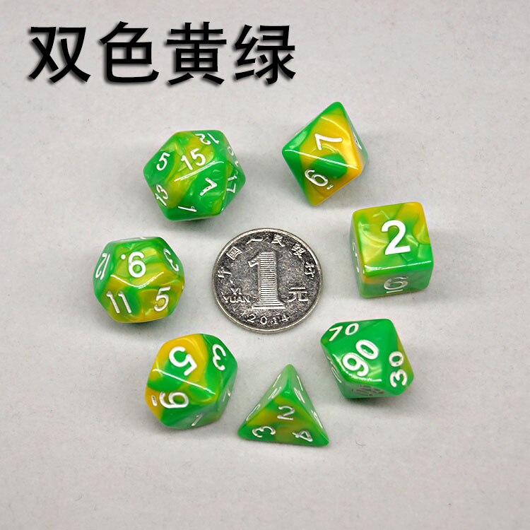 Multi-mix farve 7 stk terning sæt trgp spil polyhedron  d4-d20 multi-facetteret terningtårn akryl dados rpg multi-faced dnd terninger: Jeg