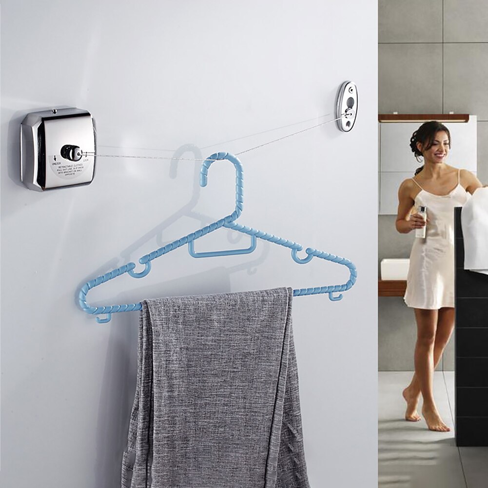 2.8m ruimtebesparende douche hotel uitschuifbare waslijn buiten binnen badkamer roestvrij staal stootvrije wasopslag