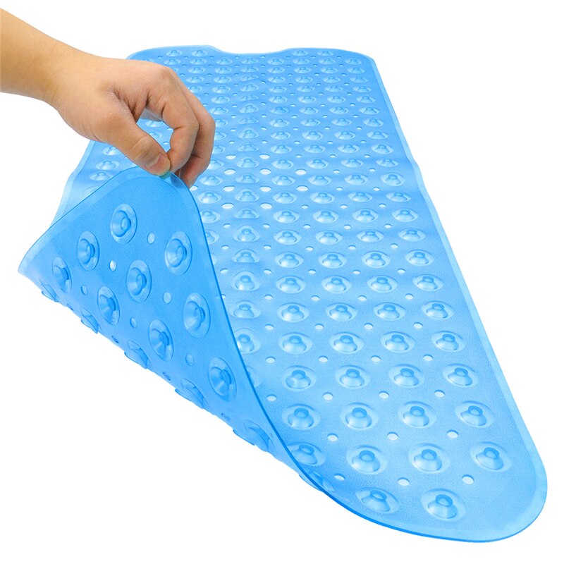 Rechthoekige 40 x 100cm pvc antislip badmat zachte badkamer massagemat zuignap antislip badmat antislip badmatten: Blauw