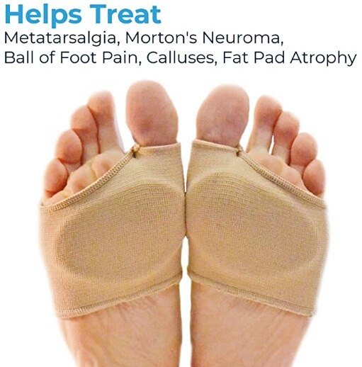 1 pair L Metatarsal Gel Pad Fabric Sleeve with Ball of Foot Cushion Support and Pain Relief for Metatarsalgia, Mortons Neuroma