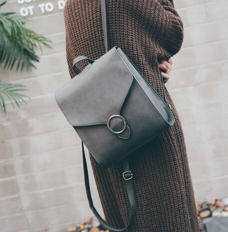 Frauen Rucksack PU Leder retro Weiblichen beutel schulranzen Teenager Mädchen Reise bücher Rucksack Schulter Taschen: Grau