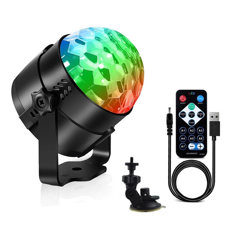 3w rgb discoballen, feestverlichting, geluidgestuurd, usb, auto-dj, ic, led, voor kinderclub, verjaardagsbar, kerst, met afstandsbediening