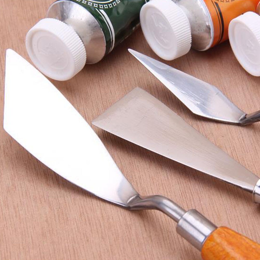 3pcs Reusable Mixed Painting Scraper Set Art Tools Palette Stainless Steel Spatula Sculpt Teaching Activity School Multipurpose