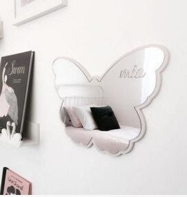 Bricolage chambre d'enfants miroirs muraux décoratifs acrylique décor à la maison cadre en bois pépinière mignon dessin animé miroir Stickers muraux: Butterfly B