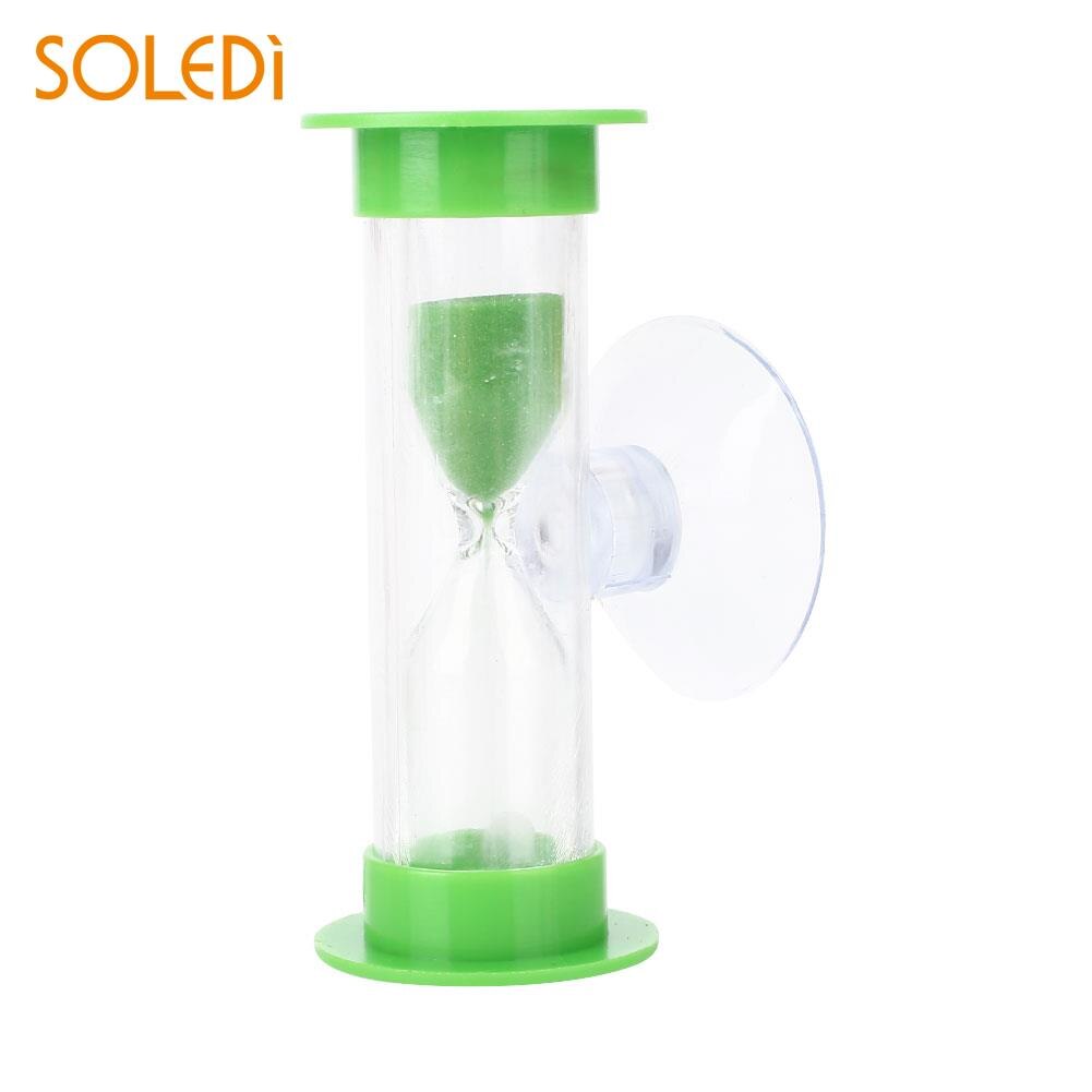 SOLEDI ABS le plus Mini 3 Minutes sablier douche minuterie coloré jouet sablier horloge de sable pratique avec succion Dorpshipping: green