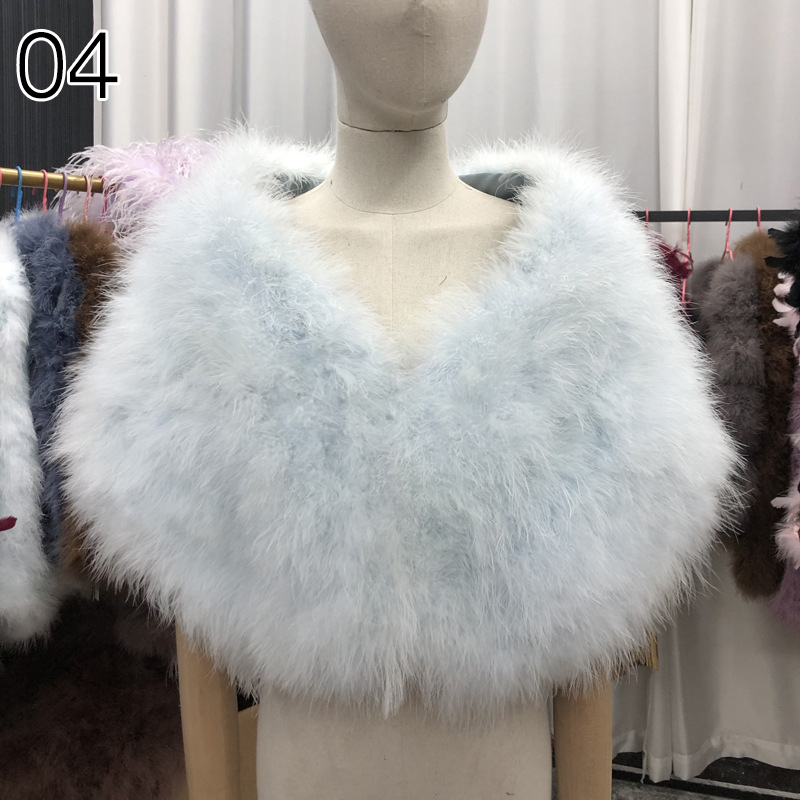 Chales de piel de Color liso, abrigos elegantes de plumas de avestruz blancos, Boleros de piel para boda, chales nupciales, chaquetas para vestidos de noche: Castaño