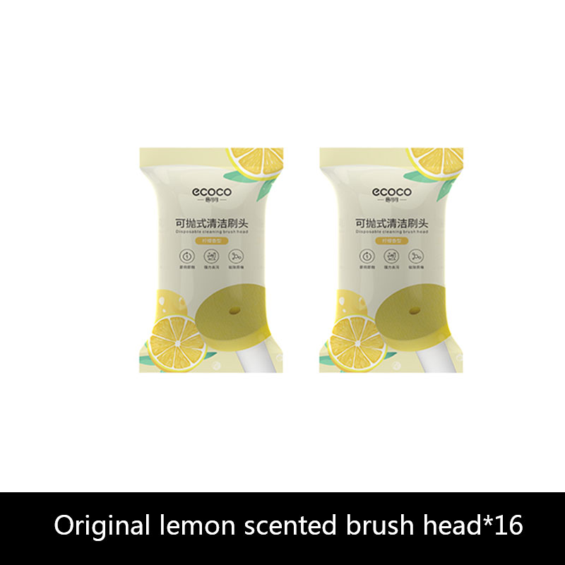 ECOCO – brosse de toilette jetable avec liquide de nettoyage, outil de nettoyage mural pour salle de bains, brosse de remplacement, tête, accessoires de Wc: 16  Lemon