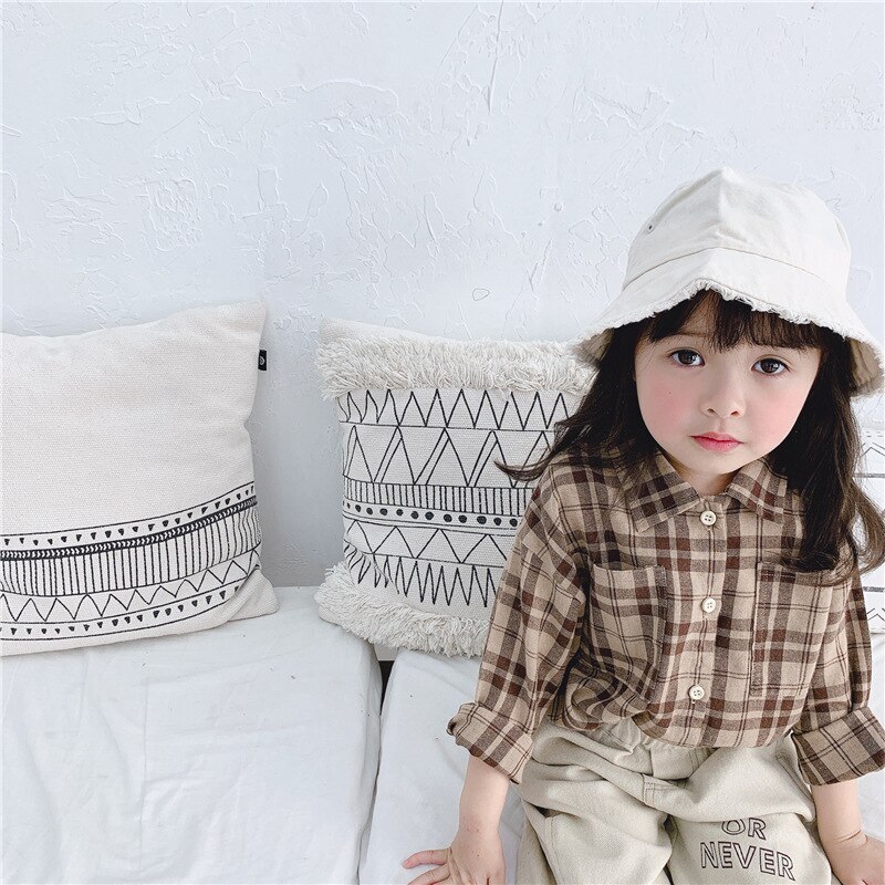 Lente Baby Meisjes Mode Plaid Lange Mouwen Shirts Kinderen Katoenen Casual Kleding Kids Tops