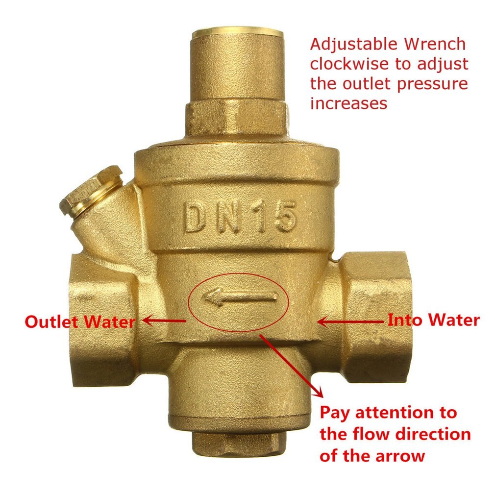 DN15 Water Pressure Reducing Valve, 1/2" Adjustable Brass Valve Regulating Valve, Flow Control Valve