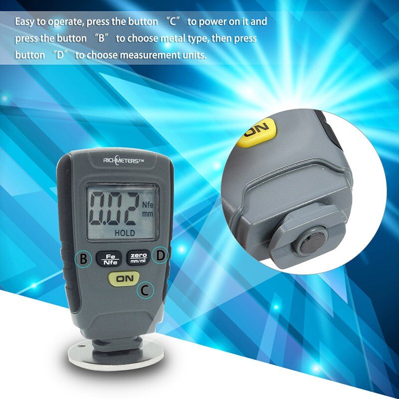 Autolack Dicke Messgerät Mangel Meter RM660 Digitale Beschichtung Dicke messen Tragbare Eisen Basis Nicht-eisen Aluminium