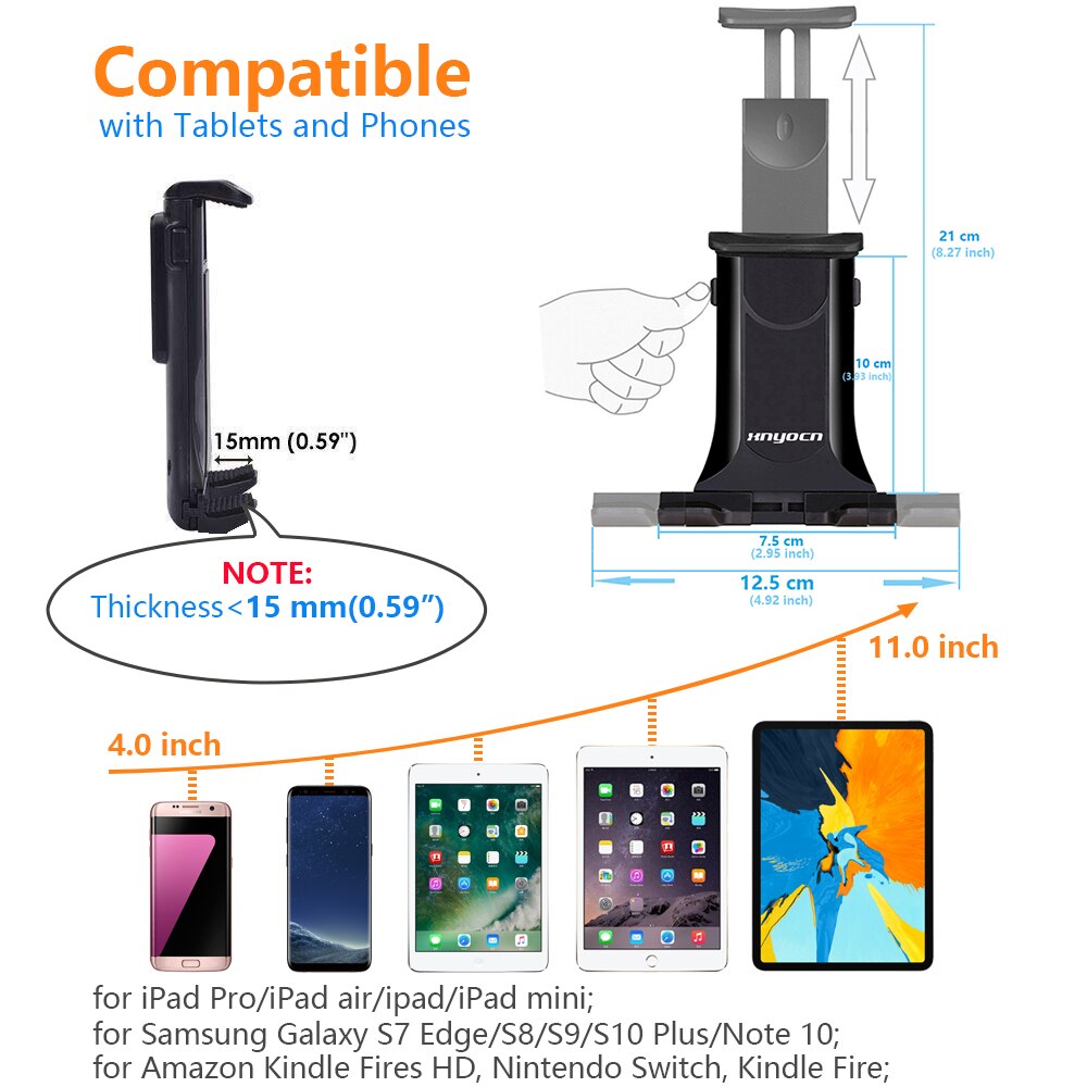 Auto Houder 4-11 "Tablet Achterbank Universele Beugel 360 Roterende Hoofdsteun Mount Microfoon Tabletten PC Stand voor iPad Air pro 9.7
