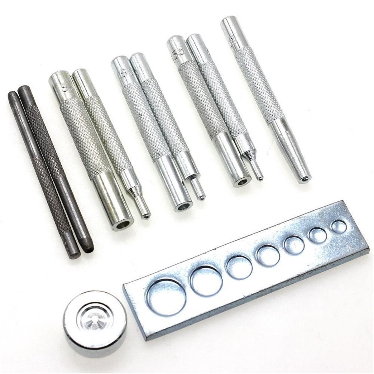 11 pièces/ensemble en cuir outils en cuir poinçon poinçon trou Snap Rivet Setter Kit de Base pour la maison en cuir artisanat outils de bricolage