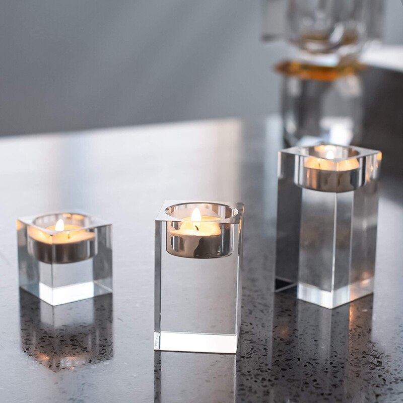 Crystal Tealight Candle Holders Set Of 3 Candlestick Tealight Holder Crystal Glass Tealights Candleholder For Home Decor