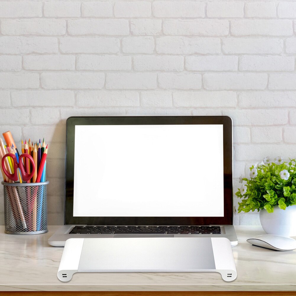 Aluminum Alloy Desktop Monitor Holder 4 USB Charger Laptop Base Stand Riser