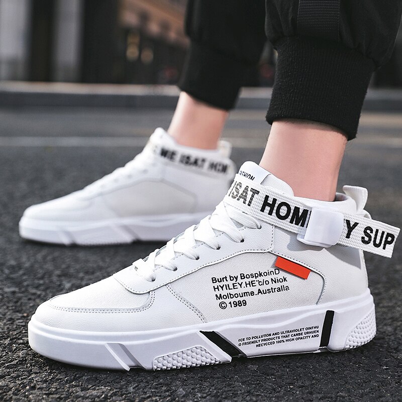 Schoenen voor heren witte herenschoenen heren casual schoenen winter canvas schoenen heren ademende hoge top niet-leren casual 7.5