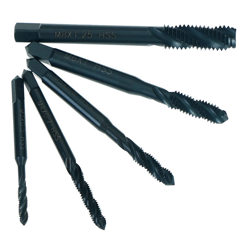 5Pcs/Set HSS Machine Screw Thread Metric Plug Tap Drill Set M3 M4 M5 M6 M8
