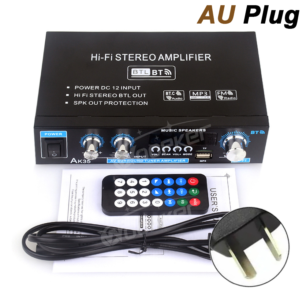 WOOPKER AK35 800W Sound Amplifier Channel 2.0 Bluetooth 5.0 HIFI Digital Amplifiers 100V-240V FM USB Remote Control for Home Car: Red