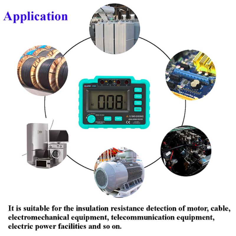 VC60B+ Digital Insulation Resistance Tester 250V/500V/1000V Insulation Impedance Tester DC/AC 0.1~2000M ohm