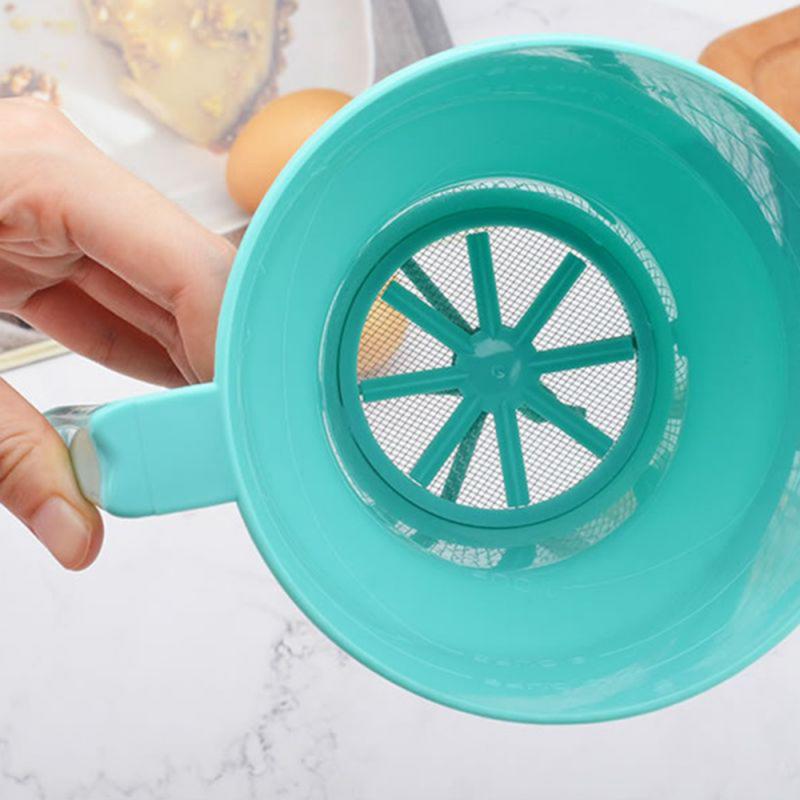 En forma de embudo harina tamiz colador fino Harina de harina tamiz azúcar glas Manual taza tamizadora horno doméstico para cocina pastelería cocina herramienta