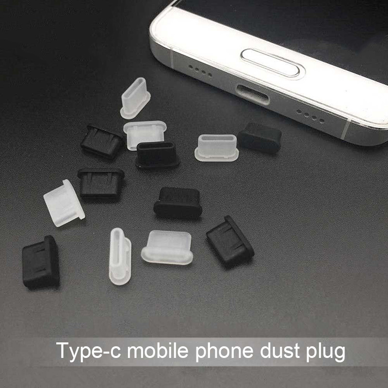 5pcs Dustproof Cover Cap Jack Charger Plug Type-C Port Anti-dust For Mobile Phone