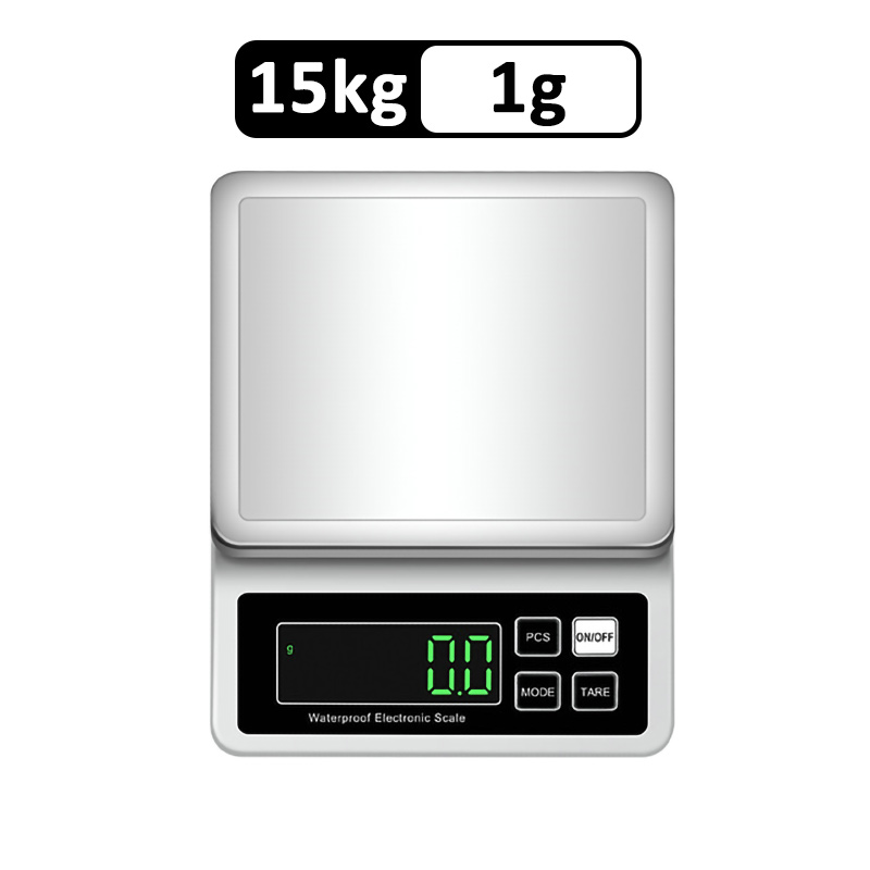 Wiederaufladbare Küchenwaage, IP67, vollständig wasserdicht, Heimküchenwaage, 0,1 g/1 g, hochpräzise elektronische Waage, 3 kg/5 kg/10 kg/15 kg: MULTI