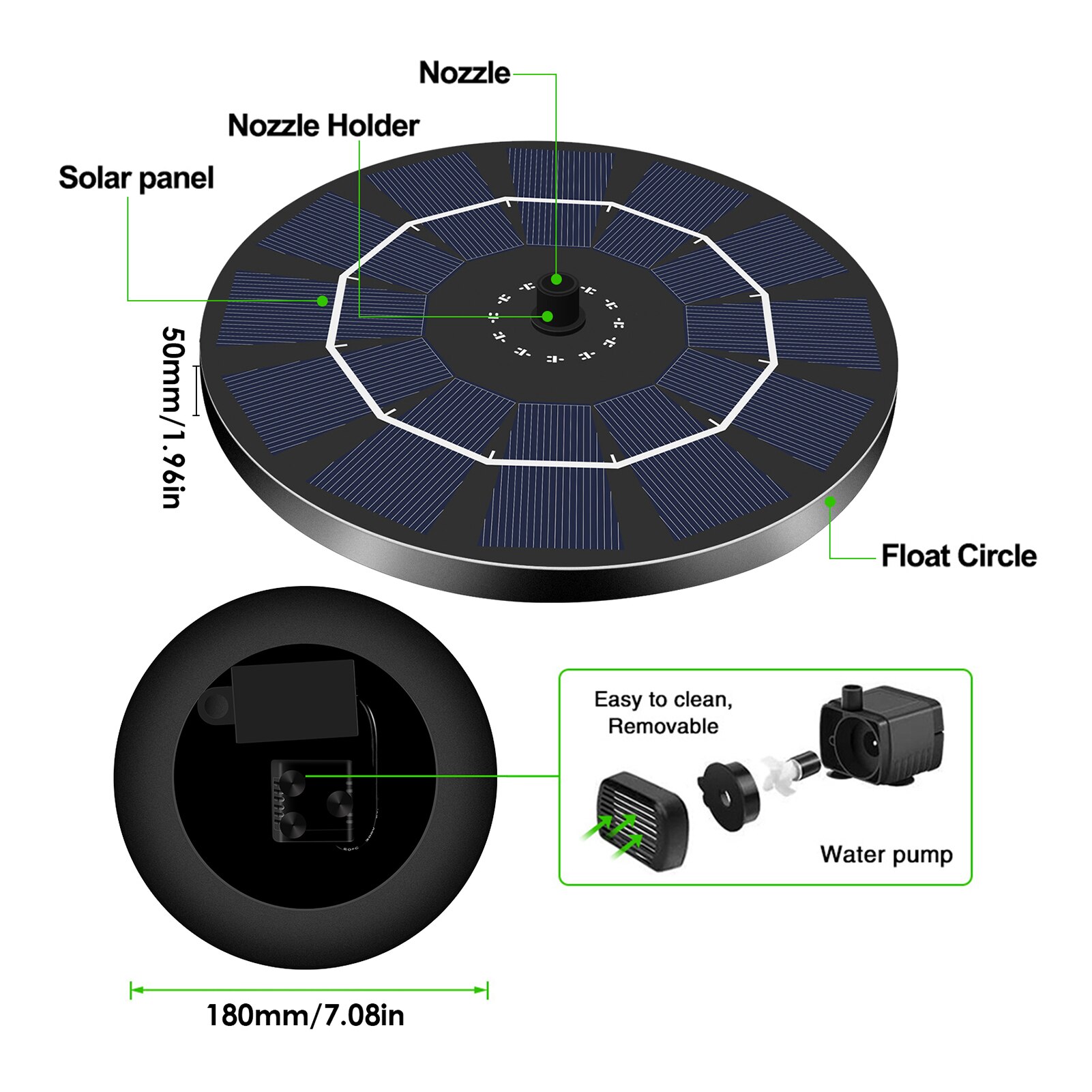 solare Fontana pompa galleggiante fontane con 7 ugelli 2.5W solare alimentato bagno di uccelli pompa per stagno piscina giardino uccello bagno pesce acqua