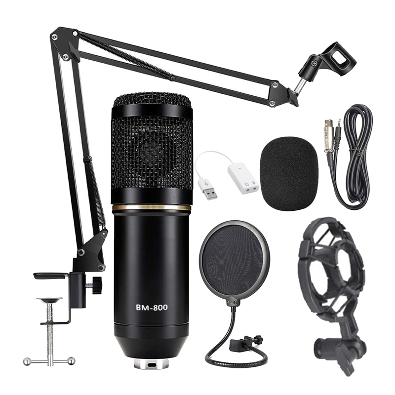 Condenser Microphone Bundle, BM-800 Mic Set for Studio Recording & Broadcasting-ABFN
