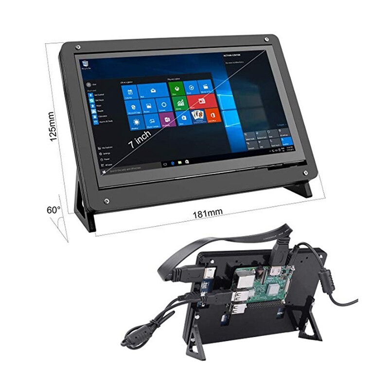 7 Inch Capacitive Press LCD Display for Raspberry Pi 3B/3B+ Screen HDMI Input 1024X600 with Case Stand Holder