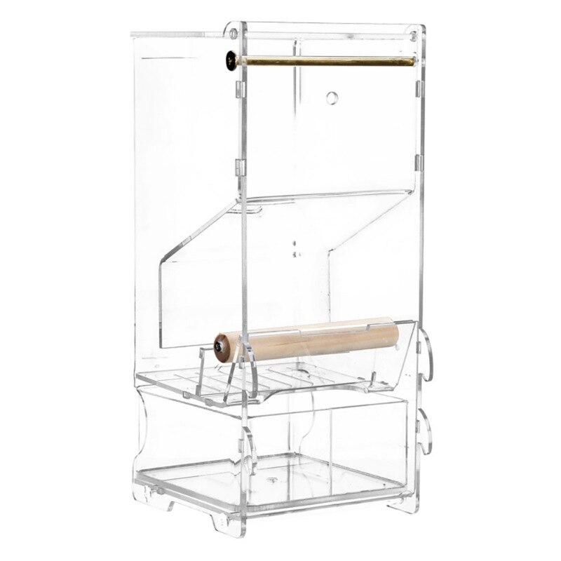 Anti-éclaboussures perroquet mangeoire anti-éclaboussures oiseau volaille mangeoire automatique acrylique alimentaire boîte perroquet Pigeon animal de compagnie oiseau jouet #: S